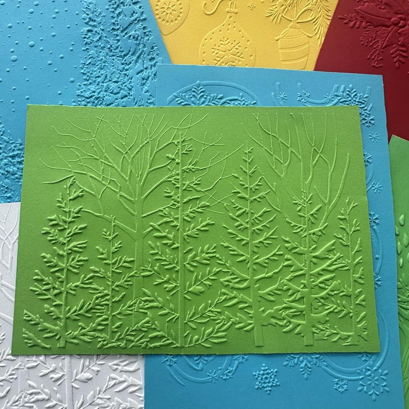 Arbuya 3D Christmas Woodland Plastic Embossing Folders for Card Making 3 d Pine Trees Embossing Folder for Gift Tag Paper Crafting Home Decoration 5"x7" - Image 5